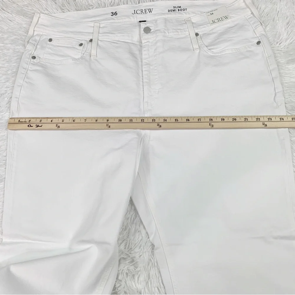 J Crew high rise‎ Slim demi-boot jean in white wash flared leg